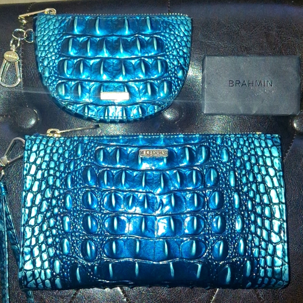 Brahmin Daisy Wristlet AND Britt "Blue Patina" Melbourne
